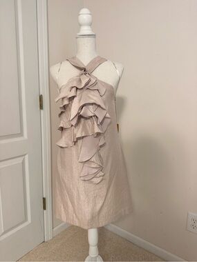 Alexia Admor Champagne Ruffle Halter Dress